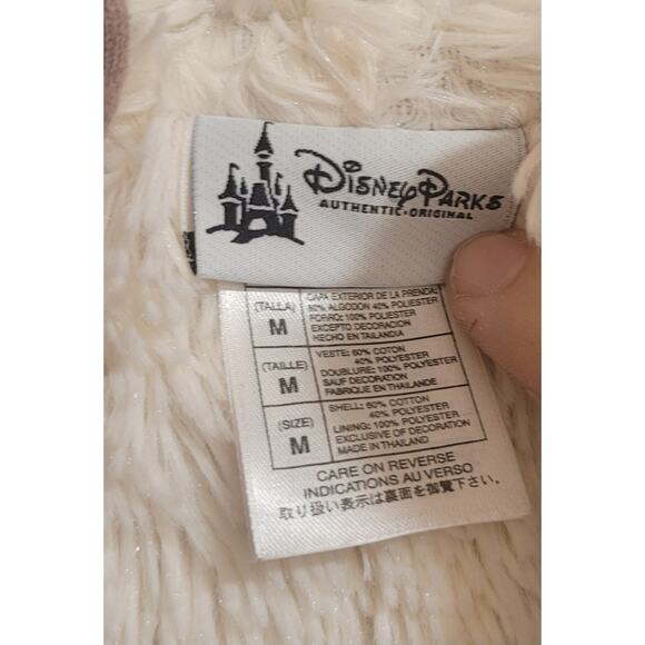 Walt Disney World Parks Sherpa Lined Hoodie Embroidered Mickey Light Brown Sz M - Picture 5 of 9